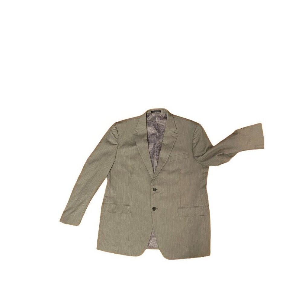 Mens 2 BUTTON , TAN Chaps Jacket Blazer 46R Polyester & Rayon‎ Blend